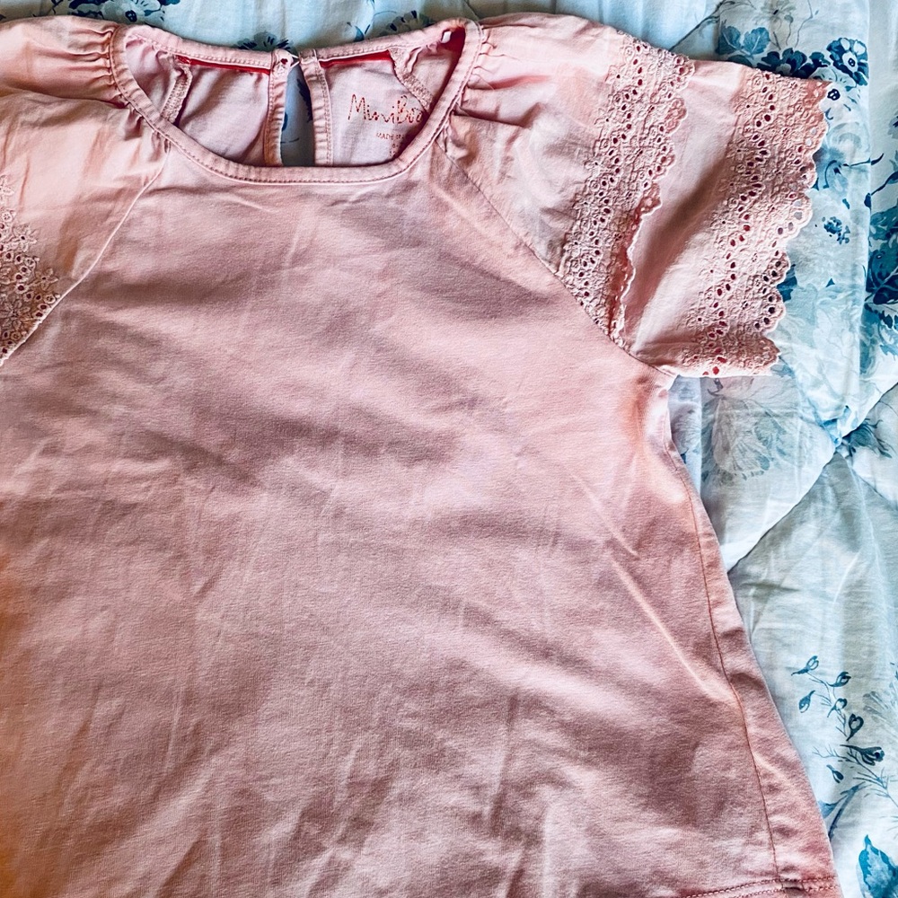 Pink Eyelet Sleeve Top